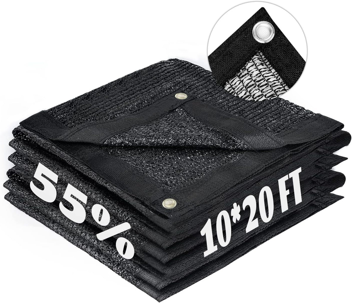 LOVE STORY Shade Cloth for Garden, 55% 10X20Ft Sun Tarp, Black