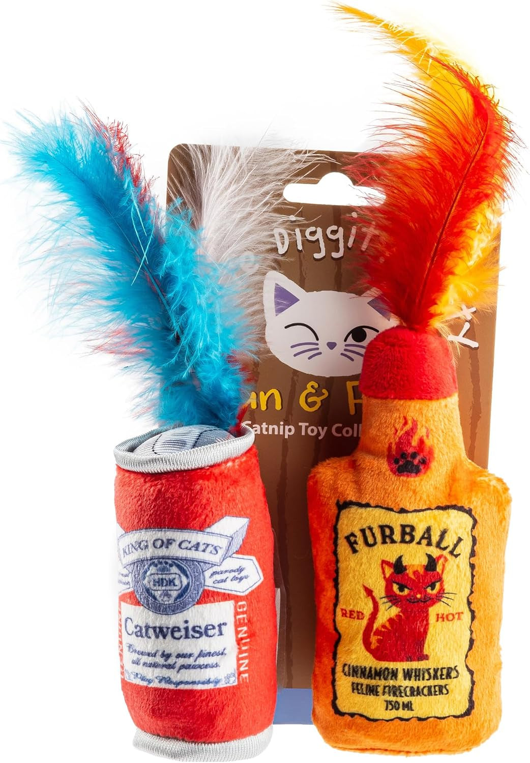 Haute Diggity Kitty Catweiser + Furball Set, Soft Plush Cat Toys