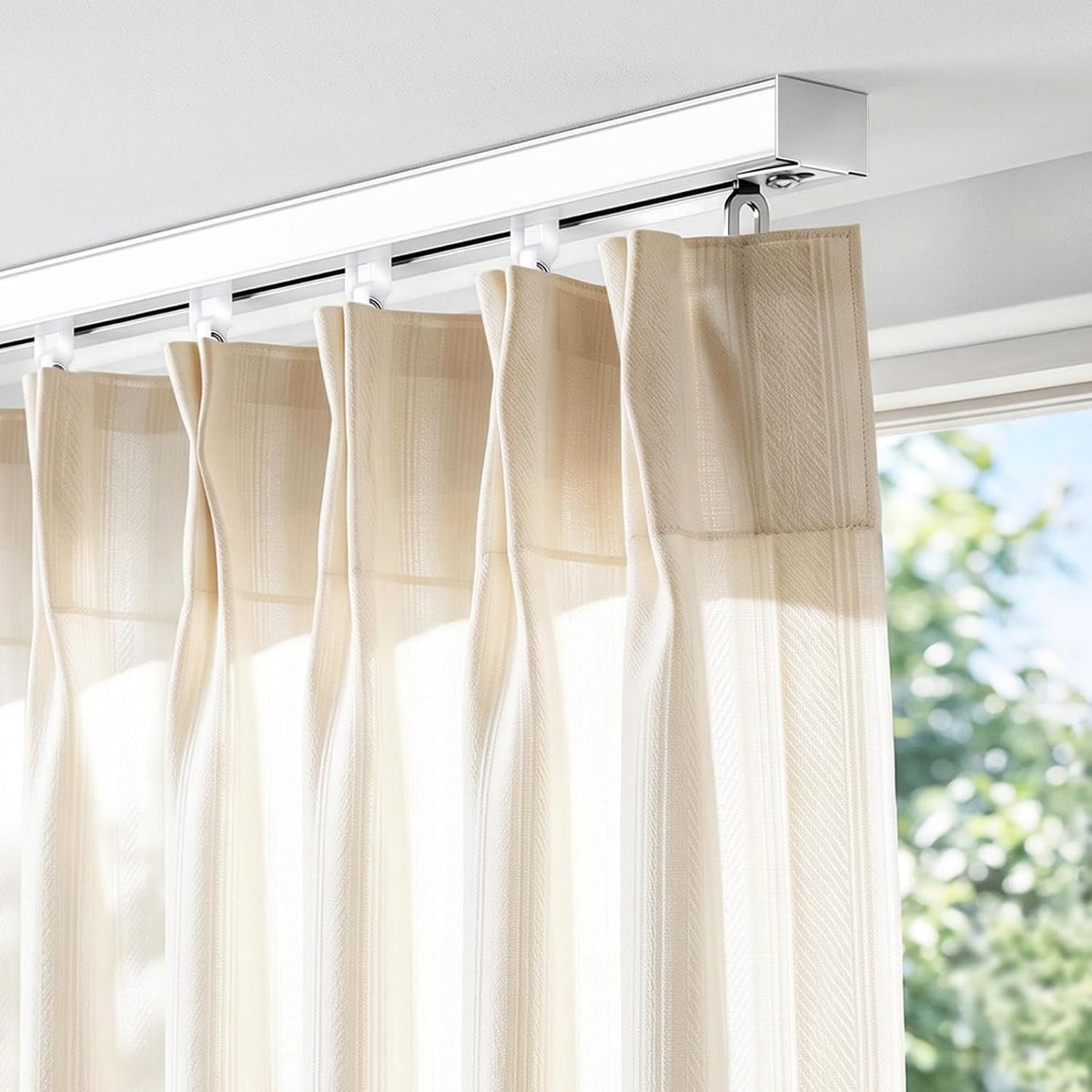 FELIDESIGN Ceiling Curtain Track, Room Divider Rail Set, White, 6Ft-9Ft