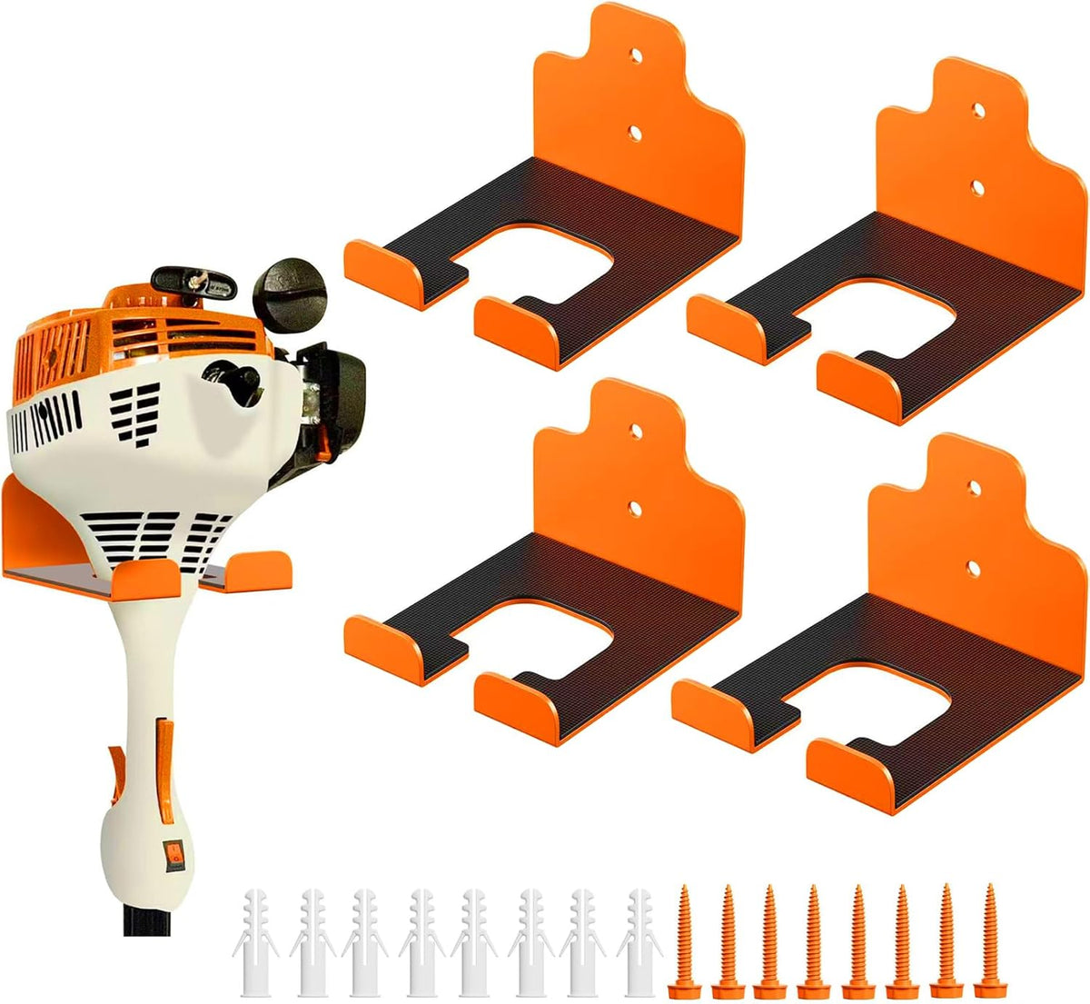 JNIHEEP Garage Organizer Trimmer Rack,Garden Power Tool Hanger,4Pack,Orange
