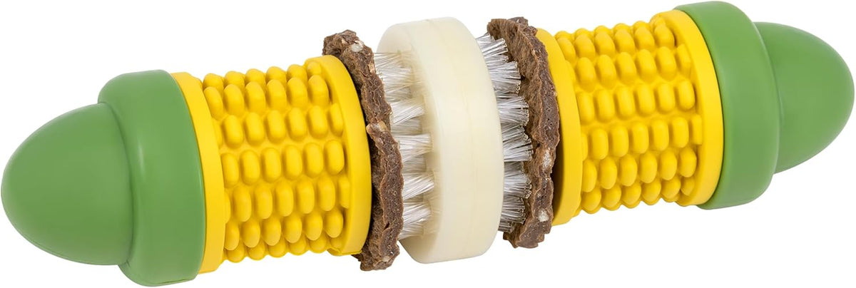 Petsafe Busy Buddy Cravin Corncob Dog Toys Treat Ring Holding Chew Toy BPA Free Rubber Butter Scented Interactive Pet Puzzle for Boredom or Separation Anxiety Small to Large Dogs