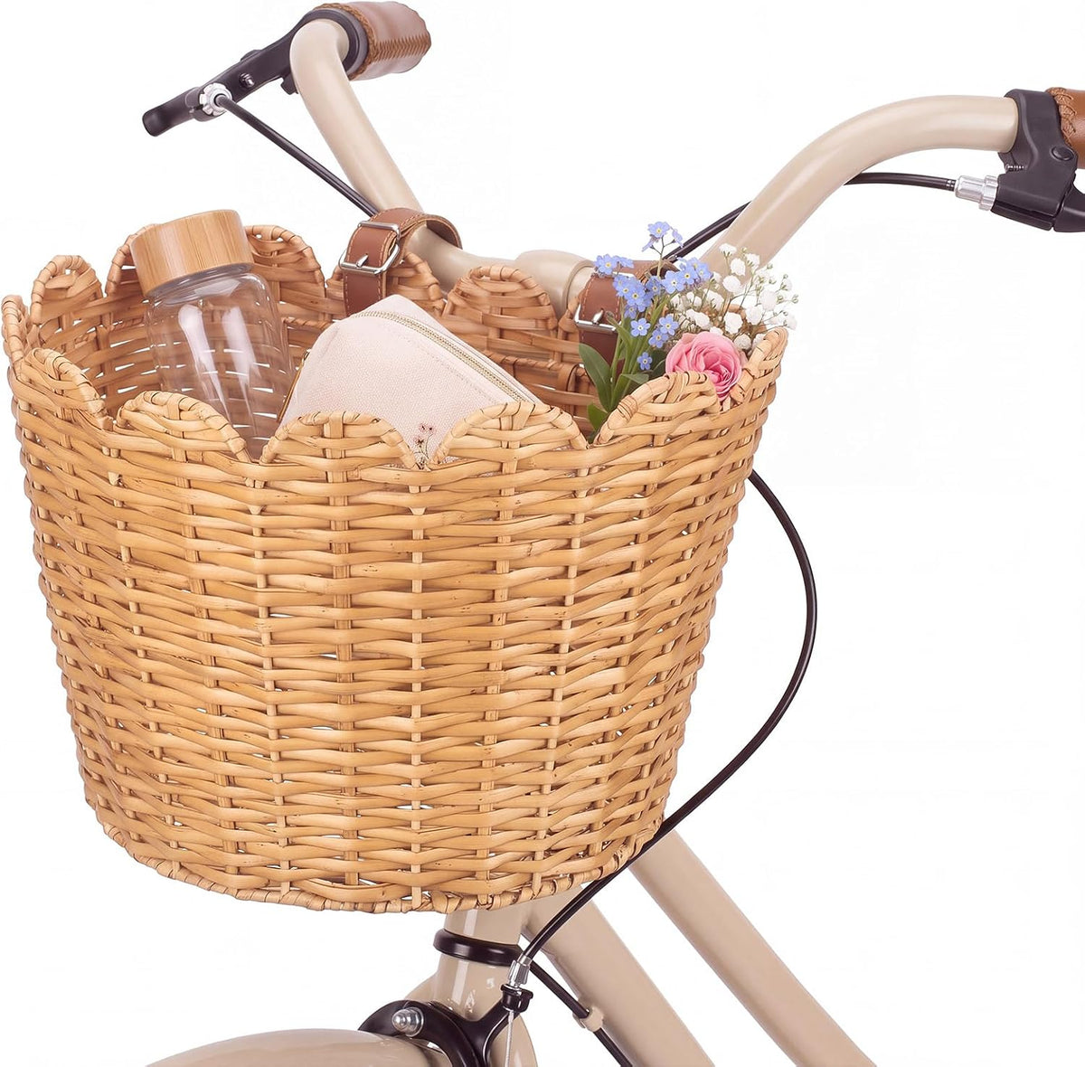 Woanger Wicker Bike Basket Front Handlebar for Women Adult
