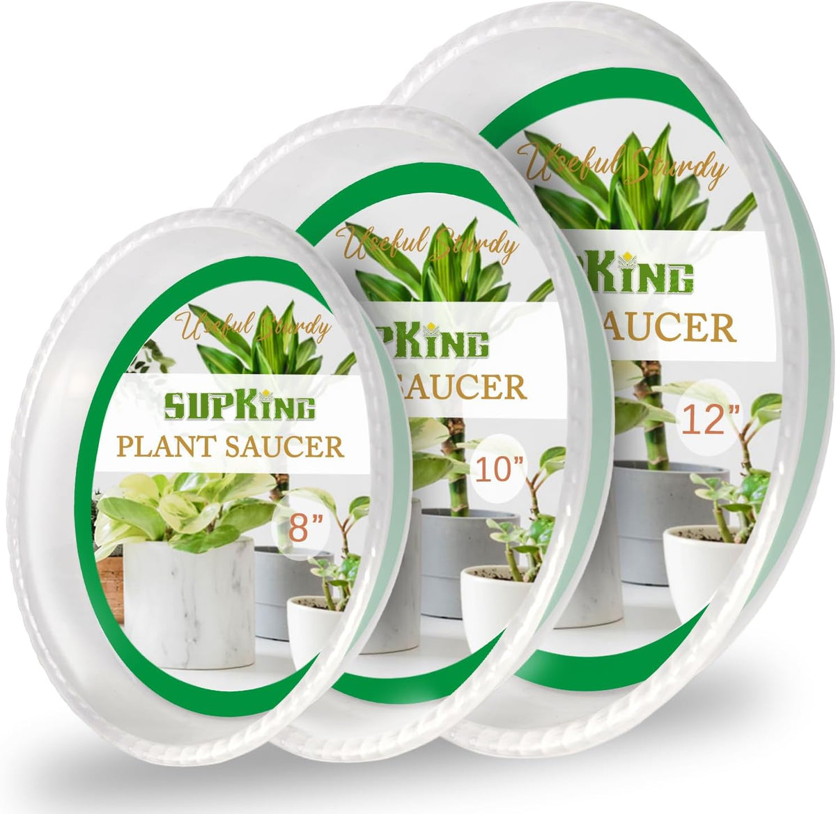 Supking 9 Pack Plant Saucers (8Inch /10Inch /12Inch) Heavy Sturdy Plant Trays for Indoor Clear Plastic Flower Pot Saucers Thicker Plant Water Drip Trays for Pots -Clear