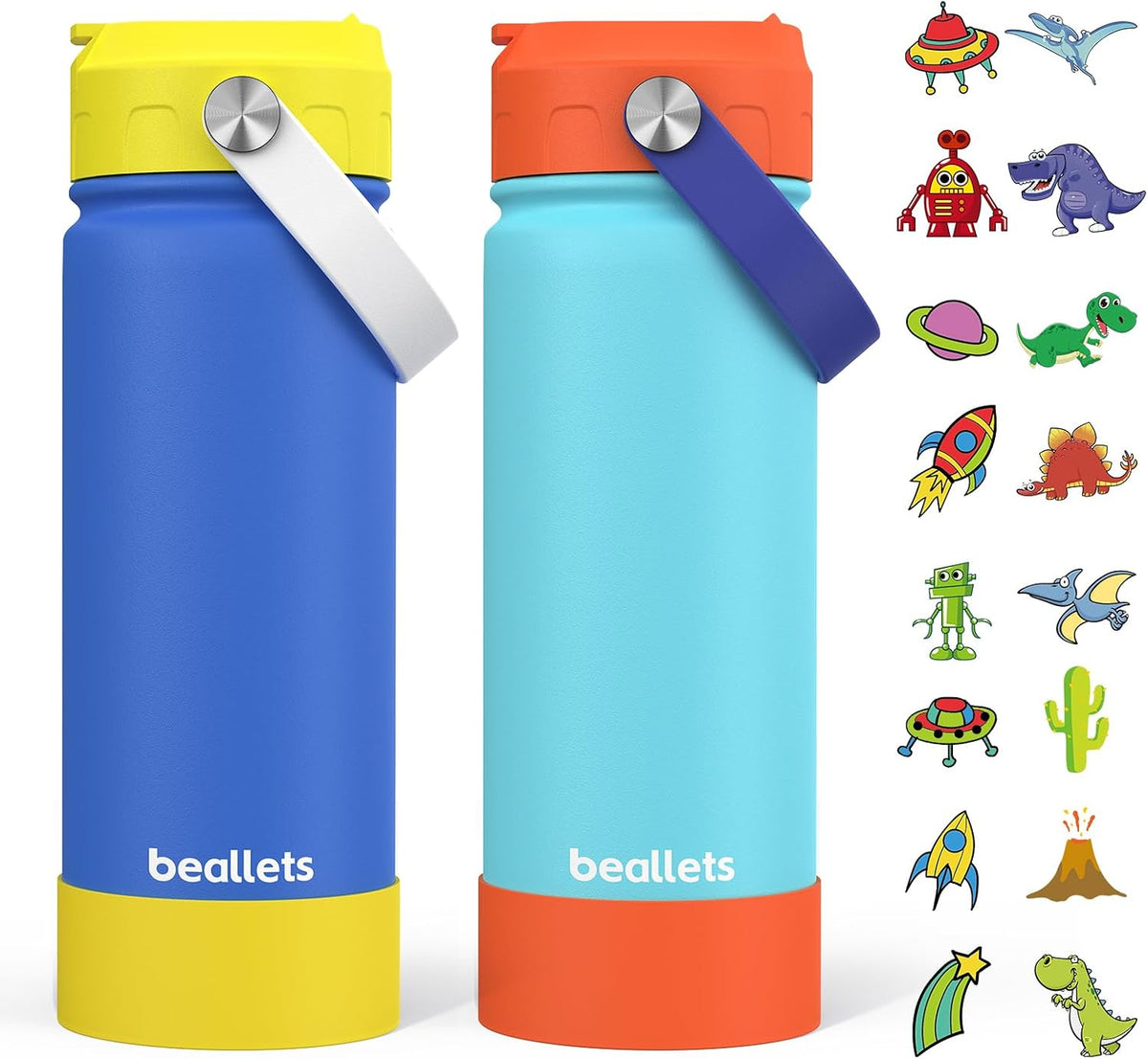 18Oz Kids Insulated Water Bottle, 2 Pack Straw Cup