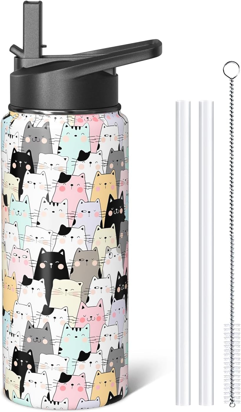 Cute Cats Gifts 18Oz Sport Water Bottles for Women Men