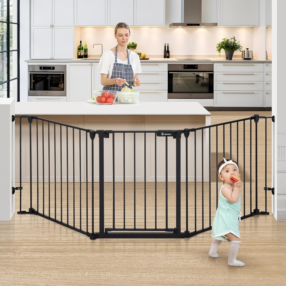 COMOMY 80" Extra Wide Baby Gate, Dog Gate for House Stairs Doorways