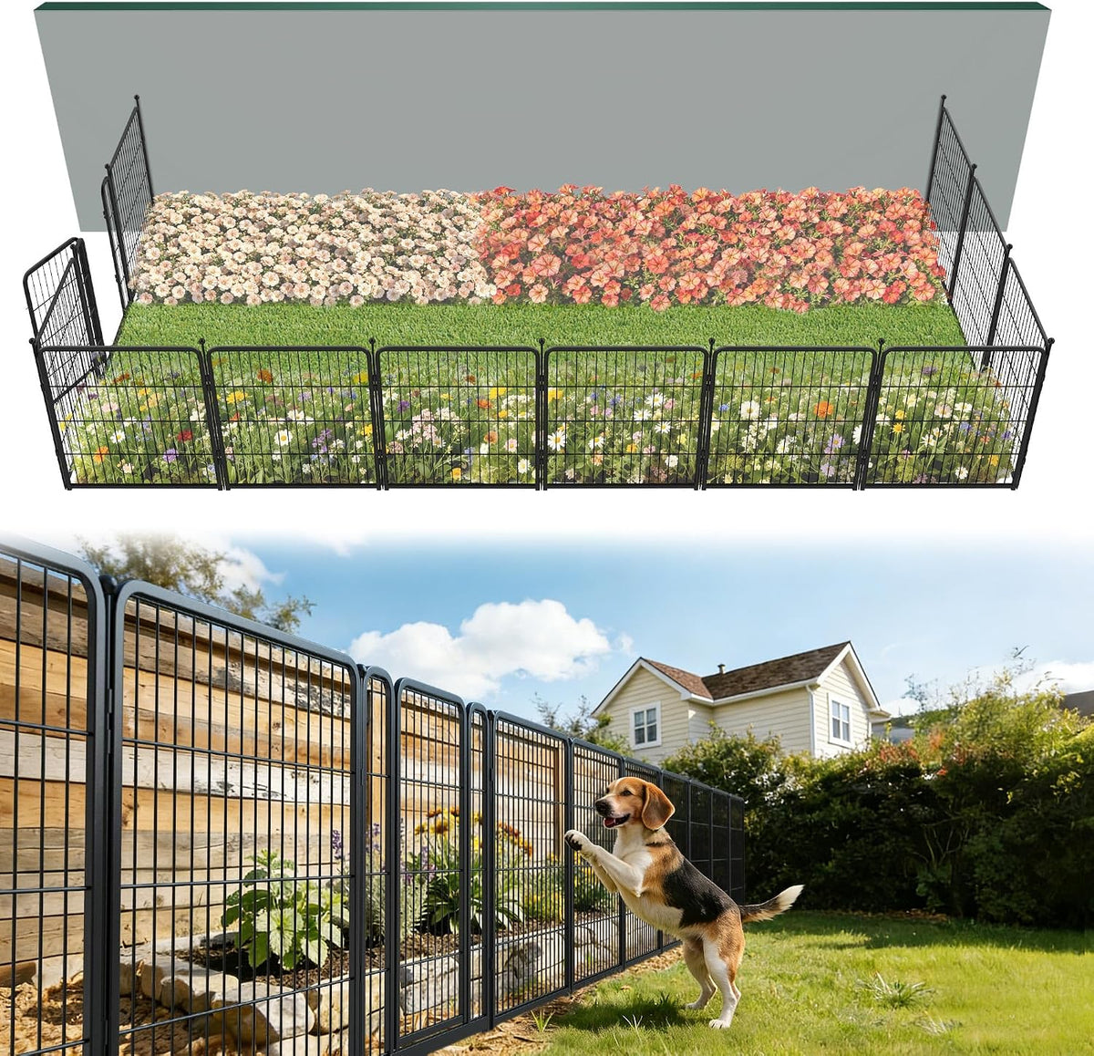 FXW No Dig Garden Fence, Outdoor for Yard, 32In(H) X 27.3Ft(L), 12 Panels