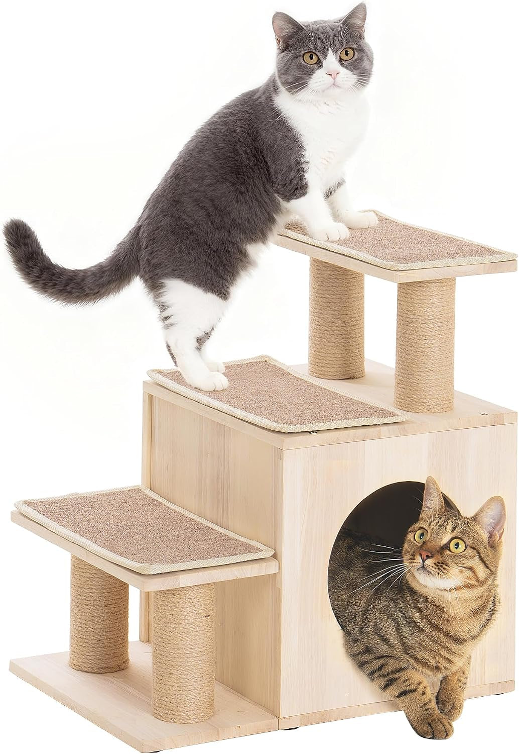 3-In-1 Pet Stairs for Cats, 6.3" Depth Pet Steps for Small Cats