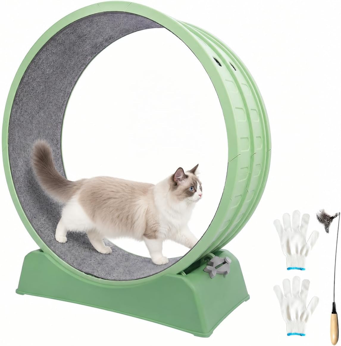 33" Cat Wheels for Indoor Cats, Large Cat Treadmill Apatment Toys with Detachable Washable Mat, TPE Rollers, Easy Assembly, Enrichment for Pet Daily Exercise & Energy Release