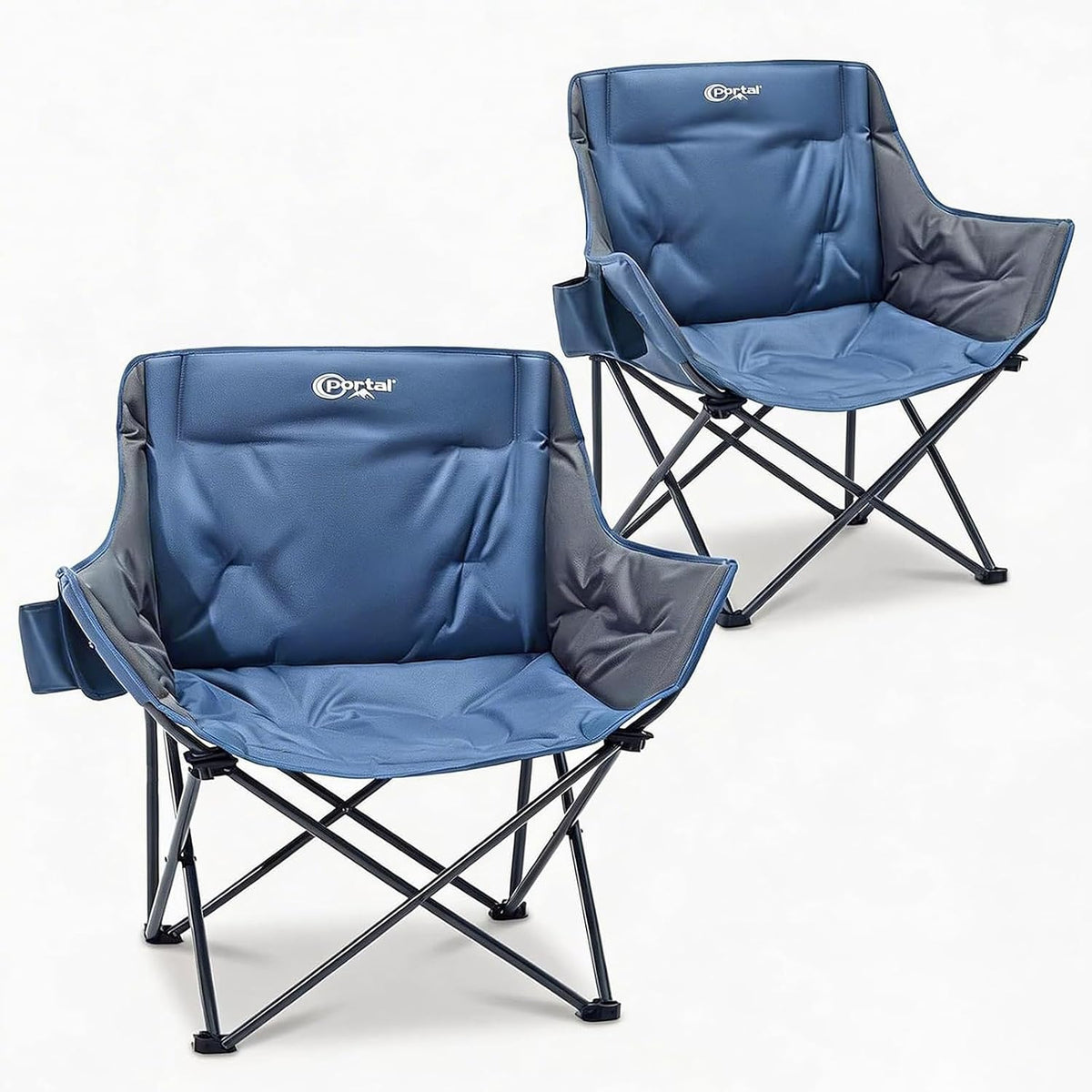 Portal 32" Wide Oversized Folding Camping Chair, Thick Padding, 350 Lb,Blue