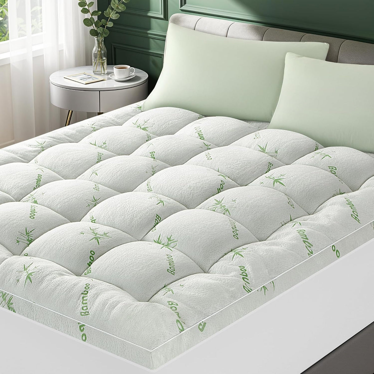 3 Inch Mattress Topper King Size - 1500GSM 3D+7D down Alternative Fill,Viscose Made from Bambu,Cooling Firm Pillow Top Mattress Pad for Back Pain with 6"-18" Deep Pocket (78"X80")
