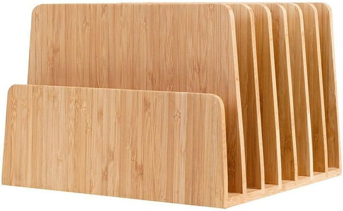 Bamboo Desktop File Folder Organizer and Paper Tray, 7 Slots