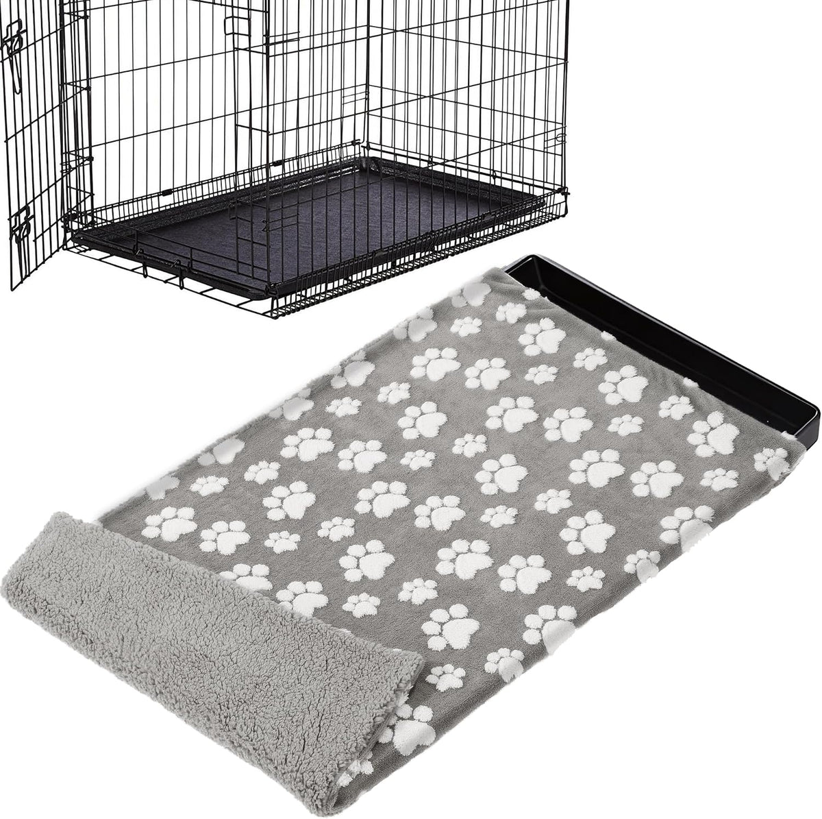 BALAPET Washable Dog Crate Pan Cover, Soft Plush Velvet Liner for Dog Crate Tray Fitted Cover for Pet Crate Pan 36 X 23 Inch,Reusable Pan Cover Only(36.2X23.6In)
