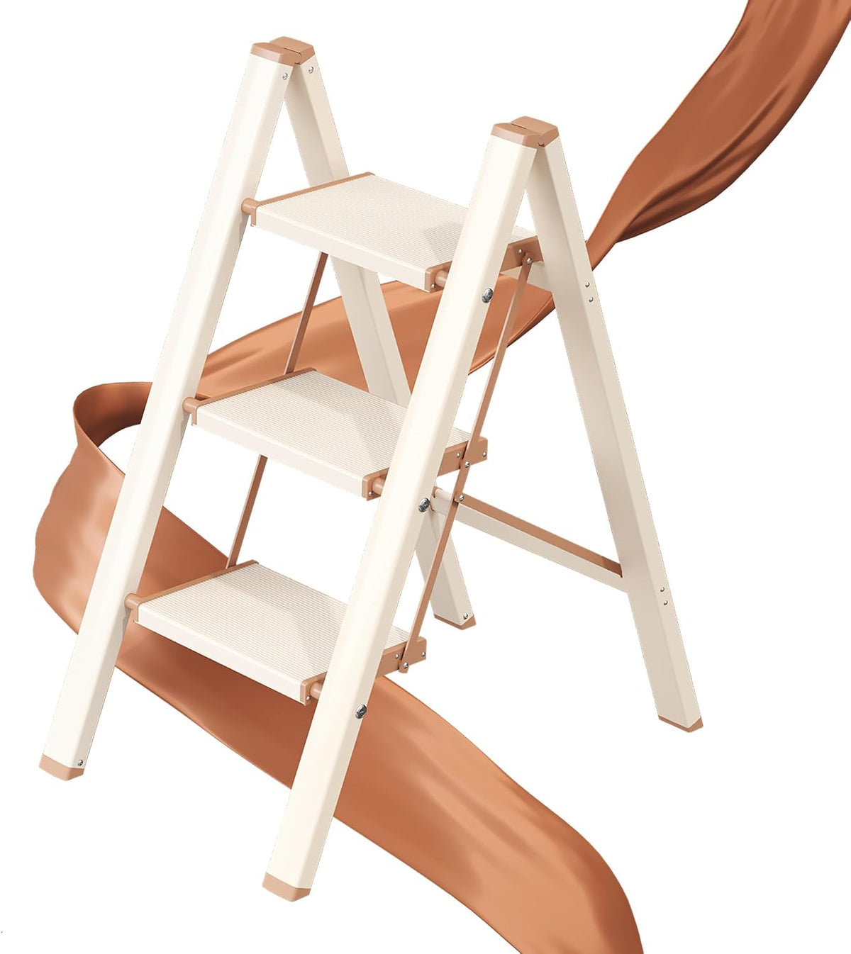 3 Step Ladder, Foldable Aluminum Step Stool with Anti-Slip Pedal
