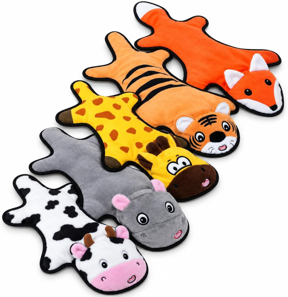 Dog Toys 5 Pack No Stuffing Squeaky Plush Toys with Crinkle Paper, Interactive Chew Toys for Small Medium Dogs, Pet-Safe Animal Set