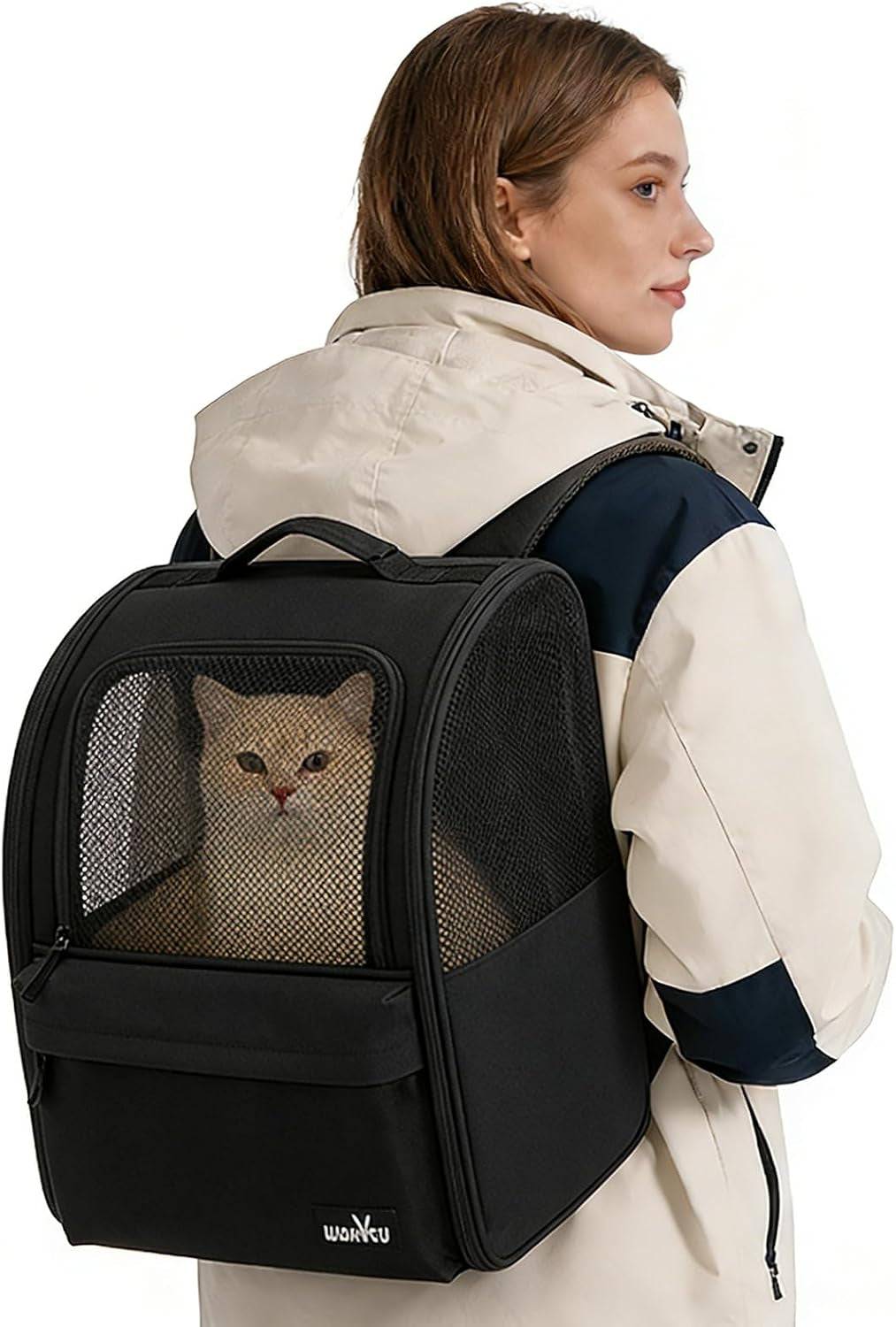 Wakytu Cat Carrier Backpack,Pet Backpack Carrier for Small Cats Dogs,Black