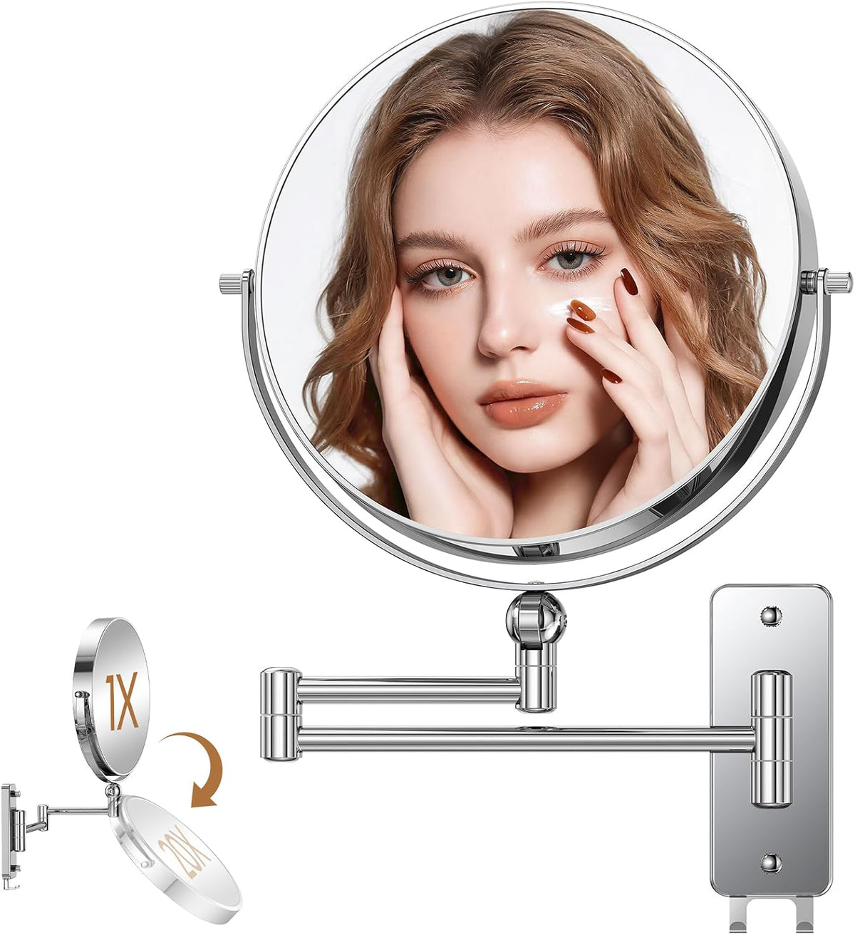 Gospire 9" Height Adjustable Wall Mounted Makeup Mirror with Magnification