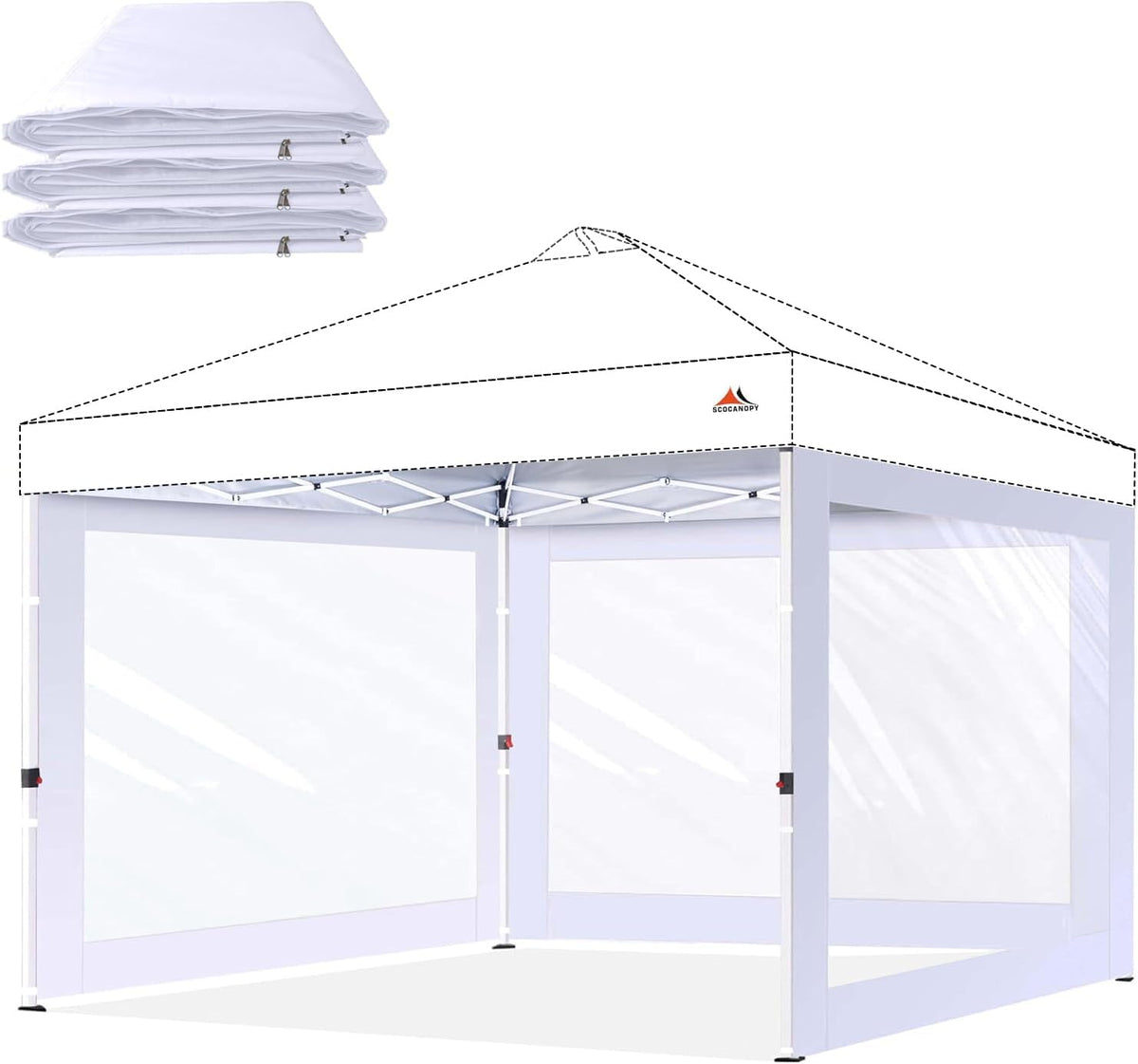 SCOCANOPY Clear Window Sidewall for 10X10 Canopy Frame, 3 Pack Sunwalls Only,(White)