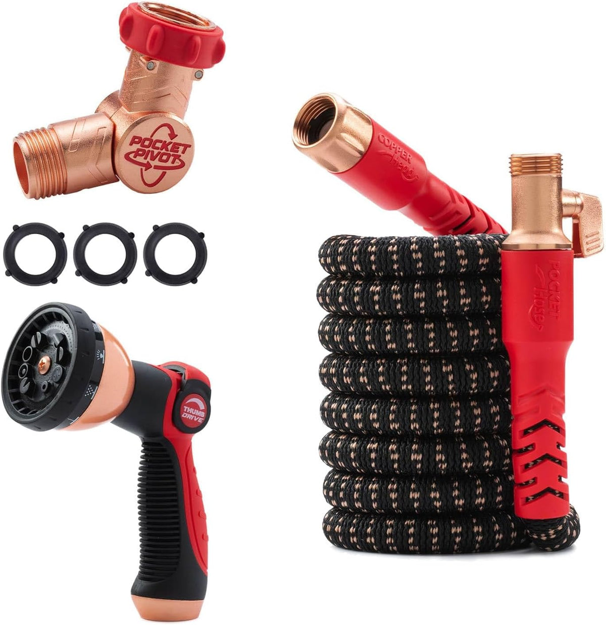 Pocket Hose 25 FT Copper Head Expandable Garden Hose, Pocket Pivot