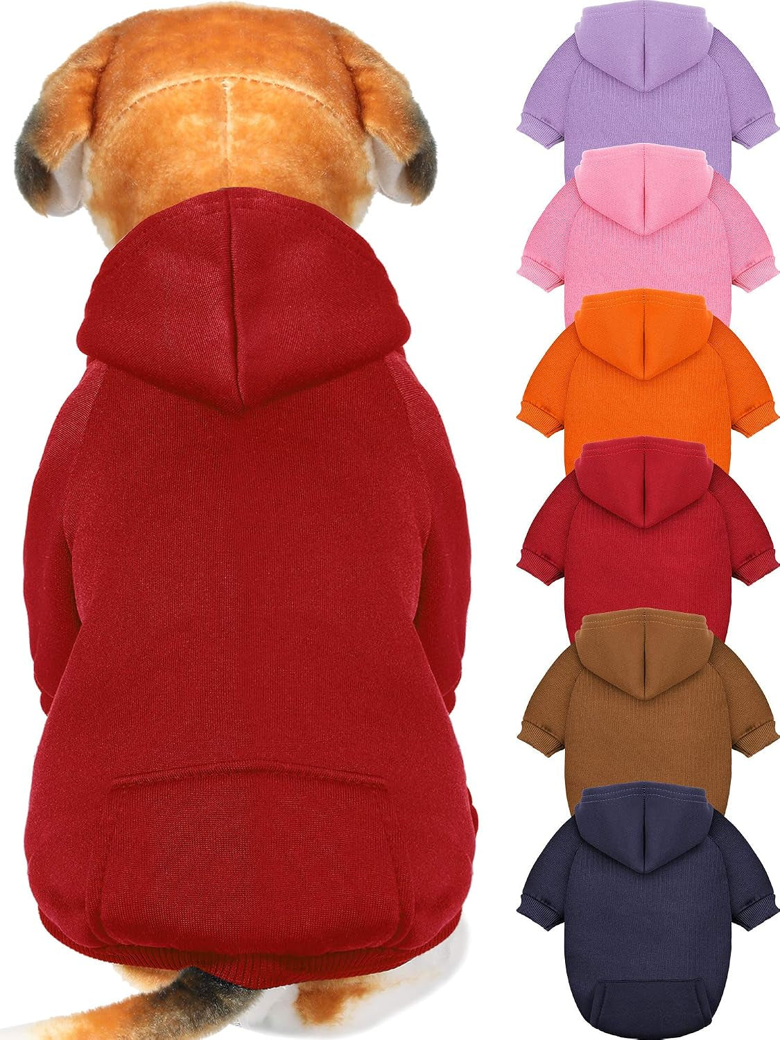 Syhood 6 Pieces Dog Hoodie Winter Warm Sweater with Hat Small Dogs,S