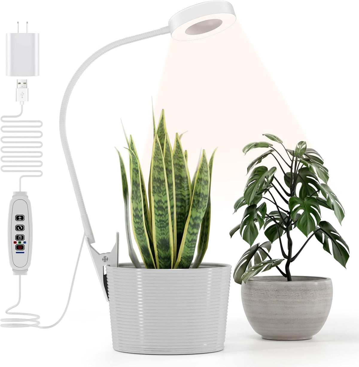 Grow Lights for Indoor Plants, Clip-On Plant Light, White 1 Pack