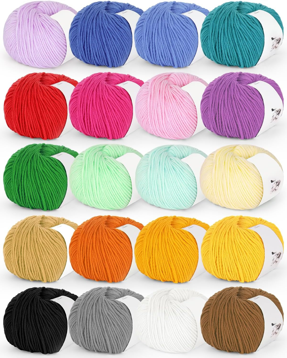 Katech 20 Skeins Cotton Yarn for Crocheting-Crochet Yarn Set-(Color A)