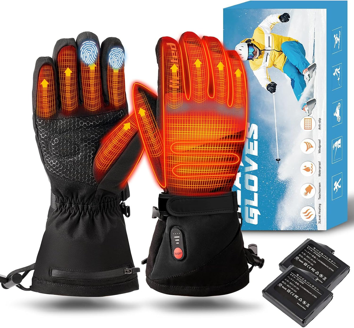 Heated Gloves for Women Men Waterproof, Rechargeable 7.4V Fast Heating Hand Warmers Arthritis Heater Cold Winter Gloves for Snowmobile Camping Cycling Skiing Hiking Working