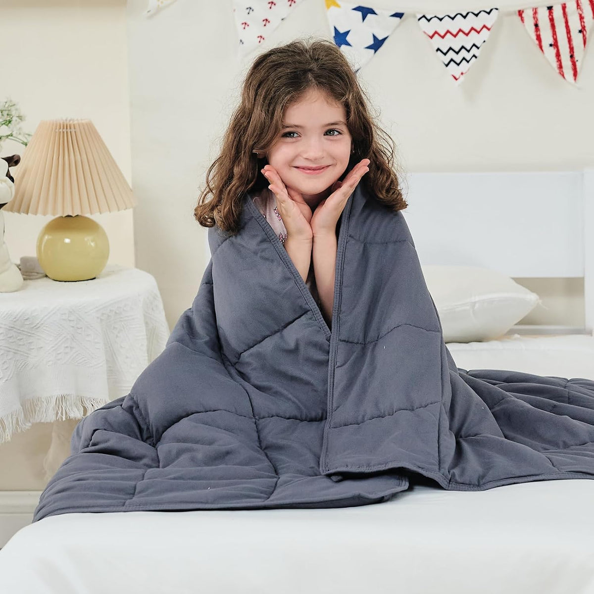 Yescool Weighted Throw Blanket 7Lbs, 41" X 60", Grey