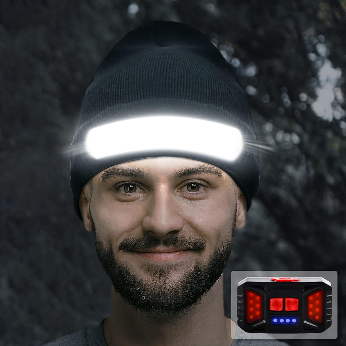 Easymaxx Rechargeable Headlamp Beanie, 1200LM Winter Hat with Light