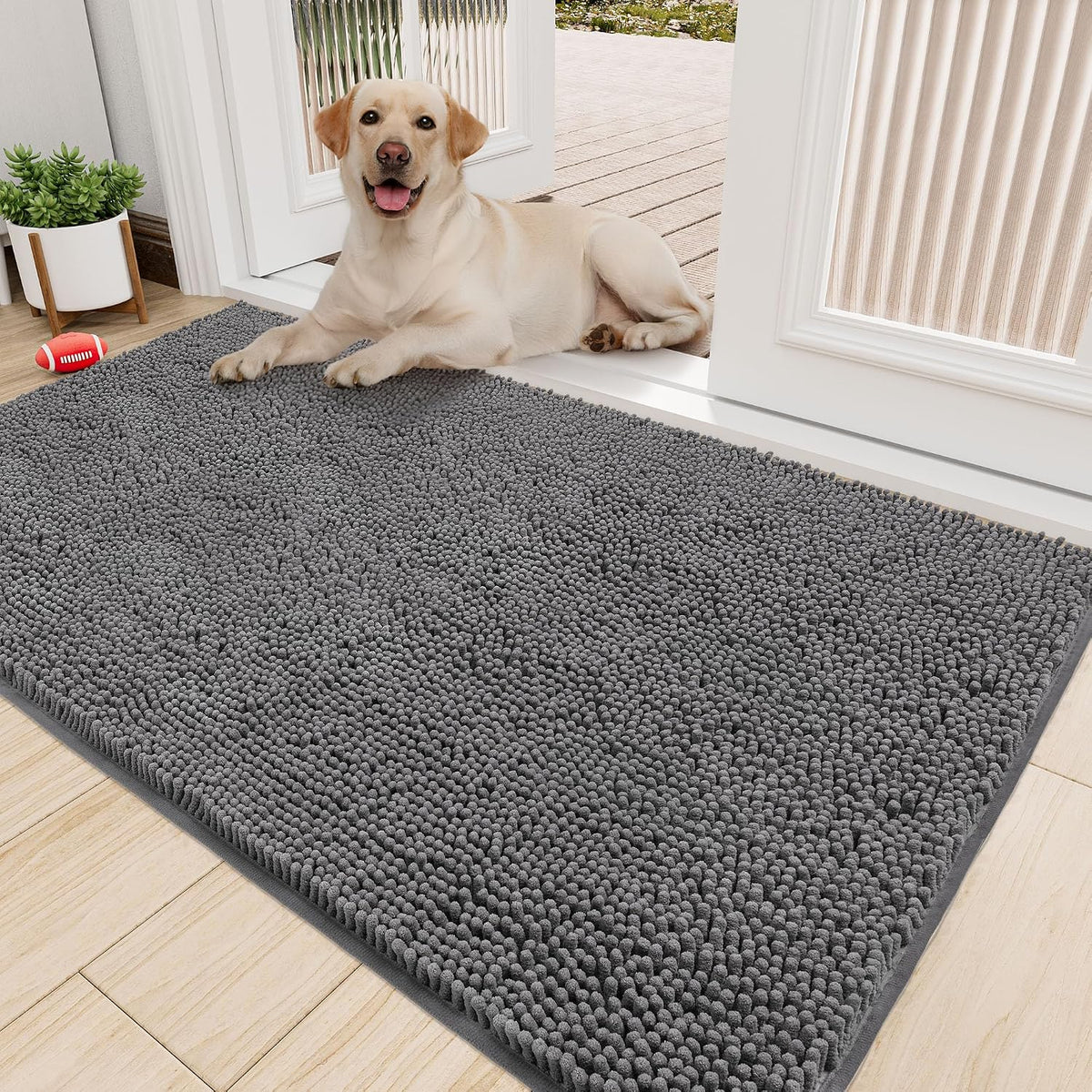 Amyracel Dog Door Mat for Muddy Paws, Mud Mat for Dogs 60" X 24", Drak Grey