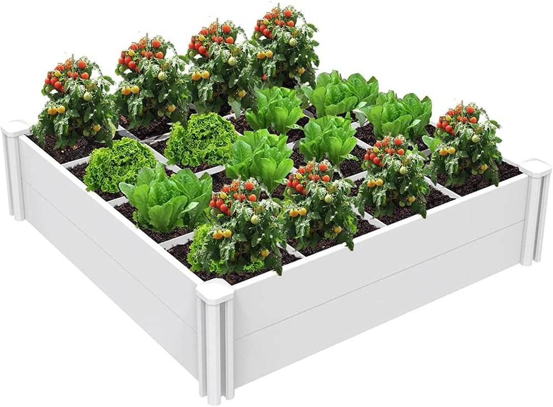 4'X4' Vinyl Raised Garden Bed Kit Outdoor above Ground Planter Box