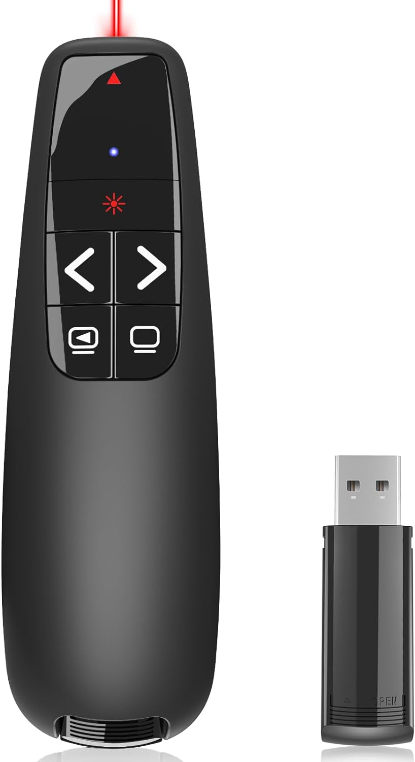 Presentation Clicker for Powerpoint, Wireless Presenter Remote with Laser