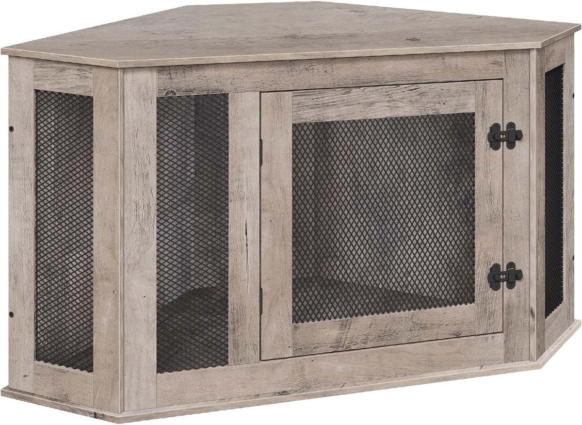 MAHANCRIS Dog Crate Furniture, 44.5" Wooden Dog Kennel, Corner Design