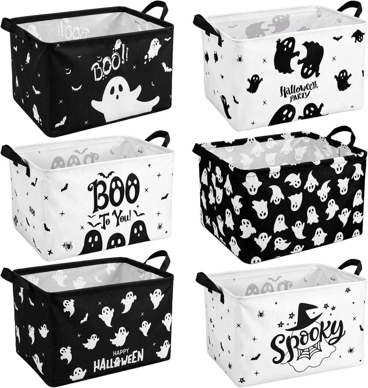 CHENGU 6 Pack Halloween Storage Basket Collapsible Halloween Ghost Bins