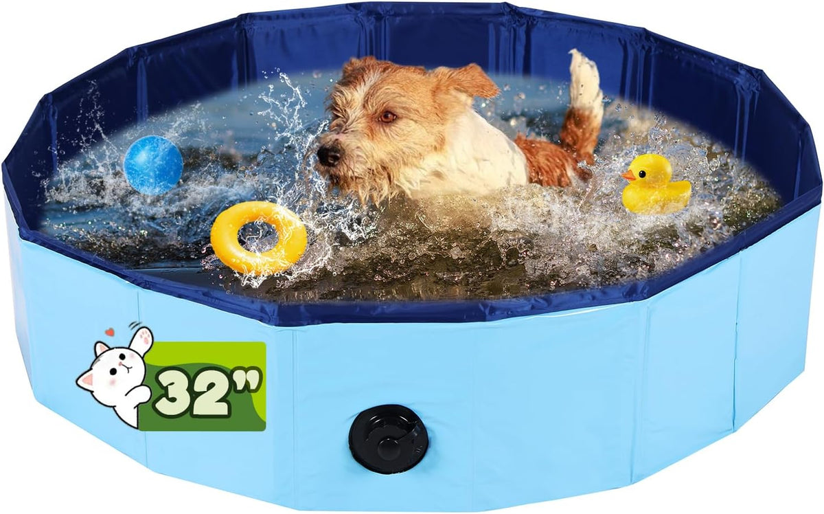 MAOPINER Foldable Dog Pool 31.5"X 7.9" Collapsible Pet Swimming Pool