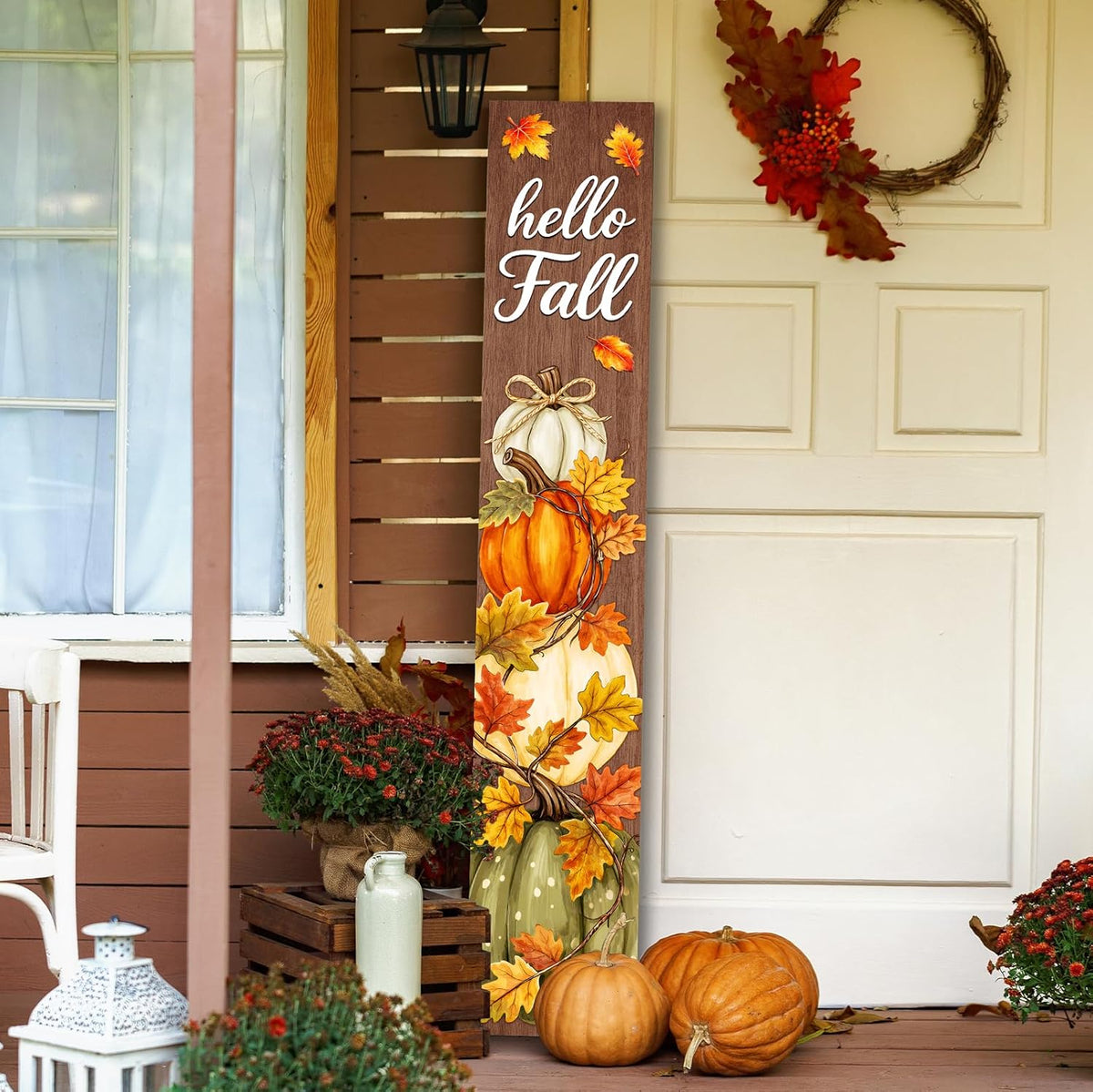 Aurapeak Hello Fall Front Porch Sign, 47"
