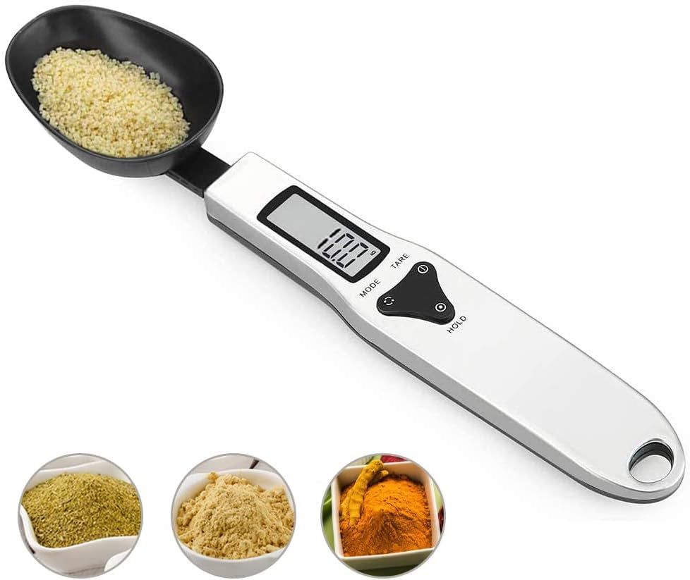 Kitchen Digital Measuring Spoon Food Scale Digital Multi-Function Small Digital Spoon Scale, Weight from 0.1 Grams to 500 Grams Support Unit G/Oz/Gn/Ct (With 2 AAA Batteries)-Lcd Display