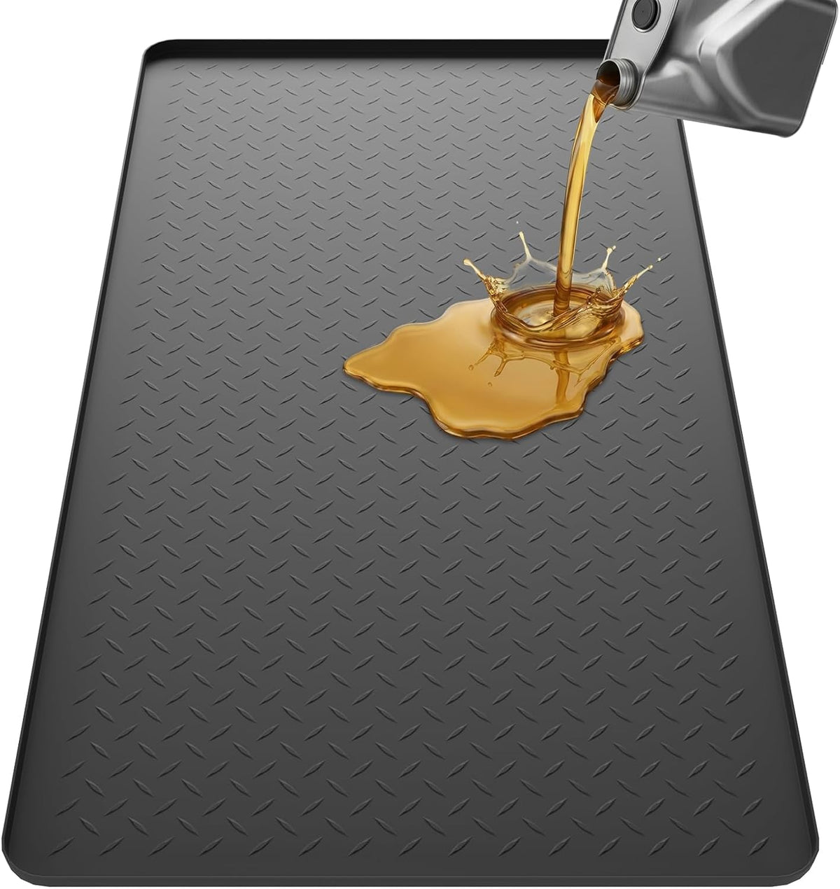 Oil Spill Mat 51" X 26", Large Silicone Oil Mat for Garage, Oil Change Mat with 0.7" Raised Edge, Leak Containment, Oil Drip Pan Alternative for Car, Lawn Mowers