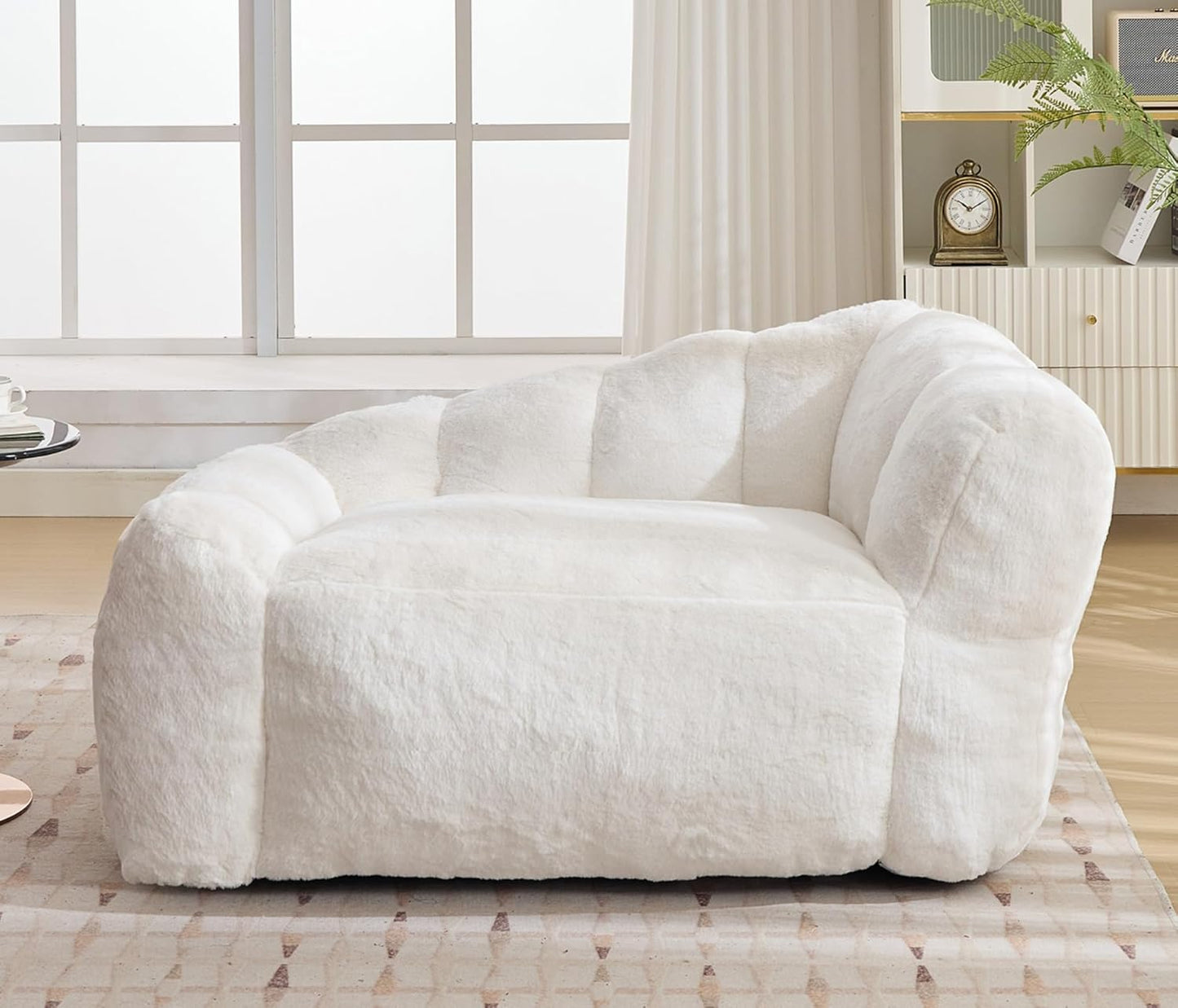 51 Inch Dog Sofa Couch for Large Medium Dogs up to 130 Lbs, Memory Foam Pets Sofa with Faux Fur Fabric Beige