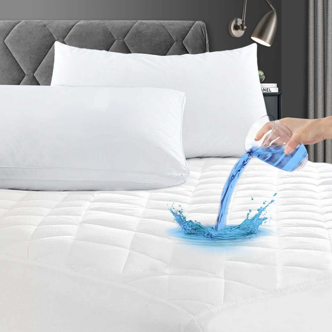 GRT Queen Waterproof Mattress Pad, Hollow Cotton Quilted Mattress Protector