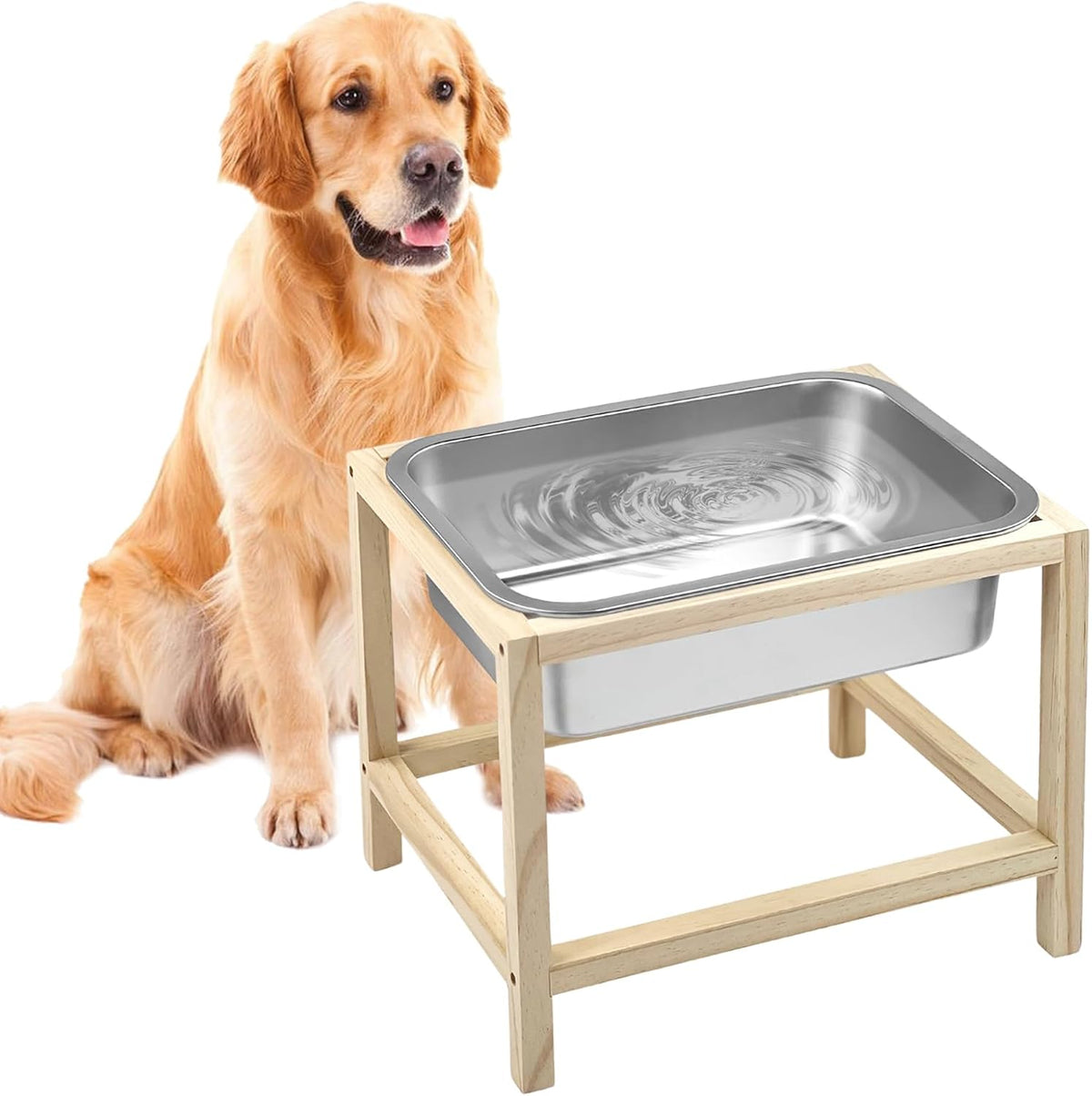 YEXEXINM 2 Gallons Elevated Dog Water Bowl, Raised Dog Feeding Station, Durable Stainless Steel Bowl with Stand for Large Breeds, Indoor/Outdoor Use, Neck & Joint Strain Relief