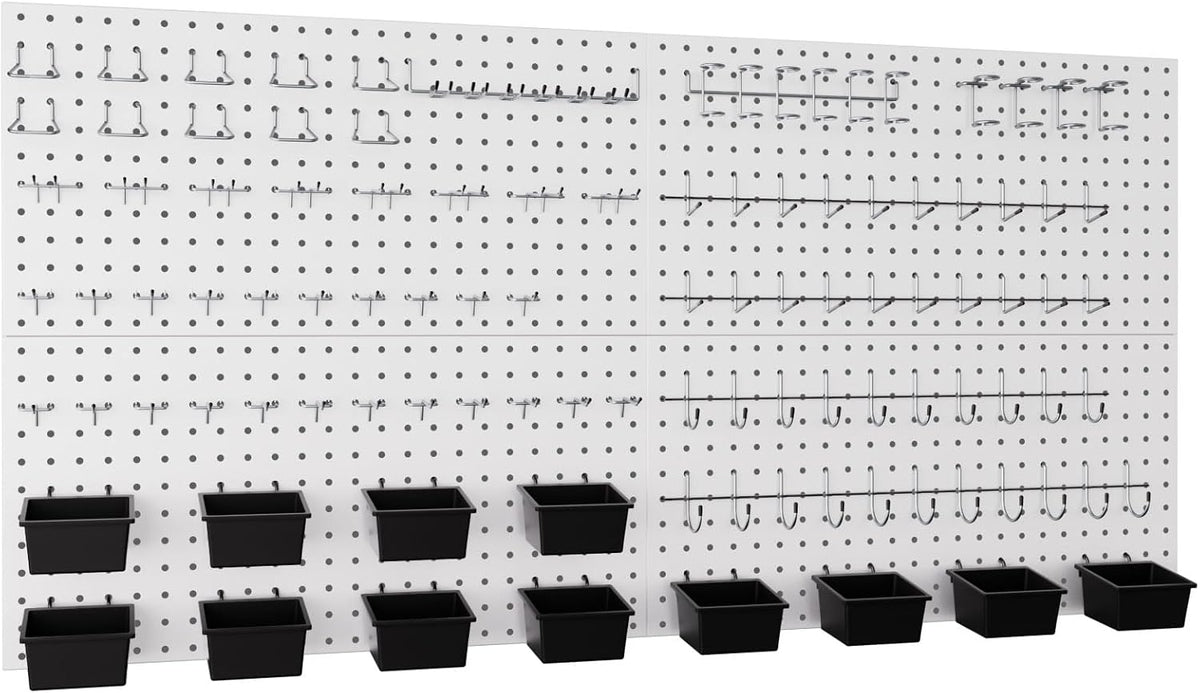 INCLY 158PCS White Metal Pegboard Wall Organizer 48X24 Inch