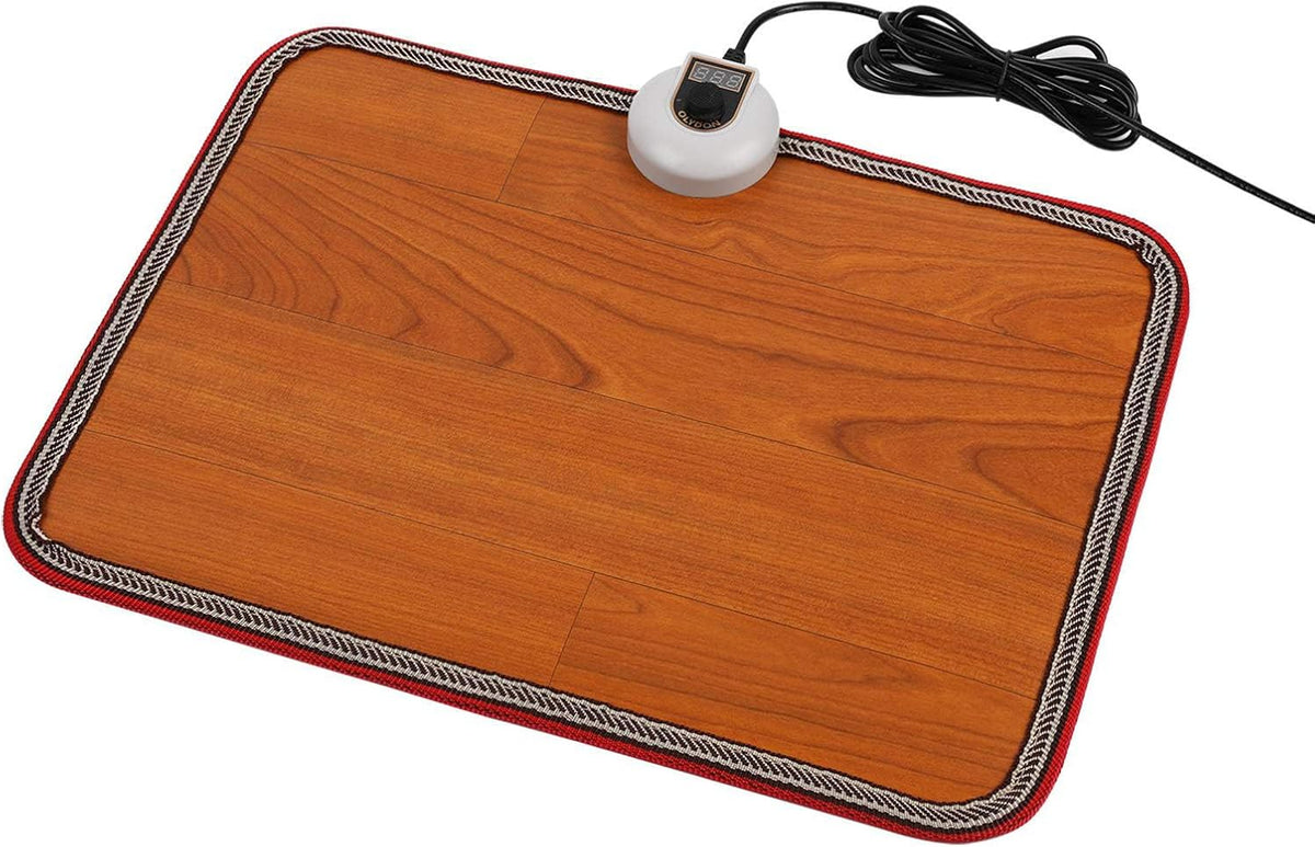Electric Heated Floor Mats under Desk, Wood Grain