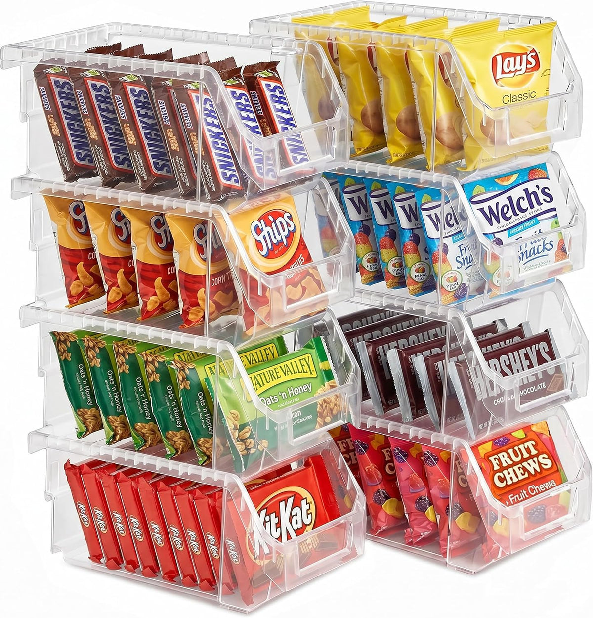 Sorbus Clear Stackable Storage Bins 8 Pack – Open Front Plastic Stackable Pantry Organizer Bins for Pantry Snack Organizer, Closet, Garage & Office, 5.5"W X 11"D X 5"H