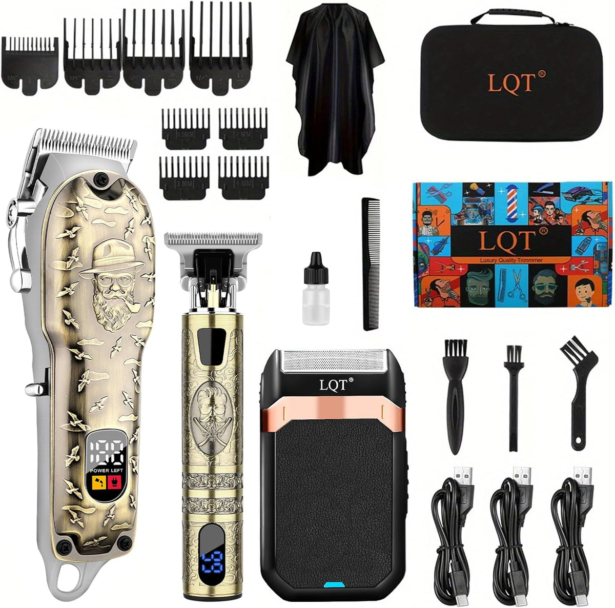 Hair Clippers Set for Men, Hair Clipper Trimmer with LED Display, Professional Cordless Hair Clipper Shaver Beard Trimmer, Hair Cutting Machine for Men, Holiday Gift for Him Father'S Day Gift