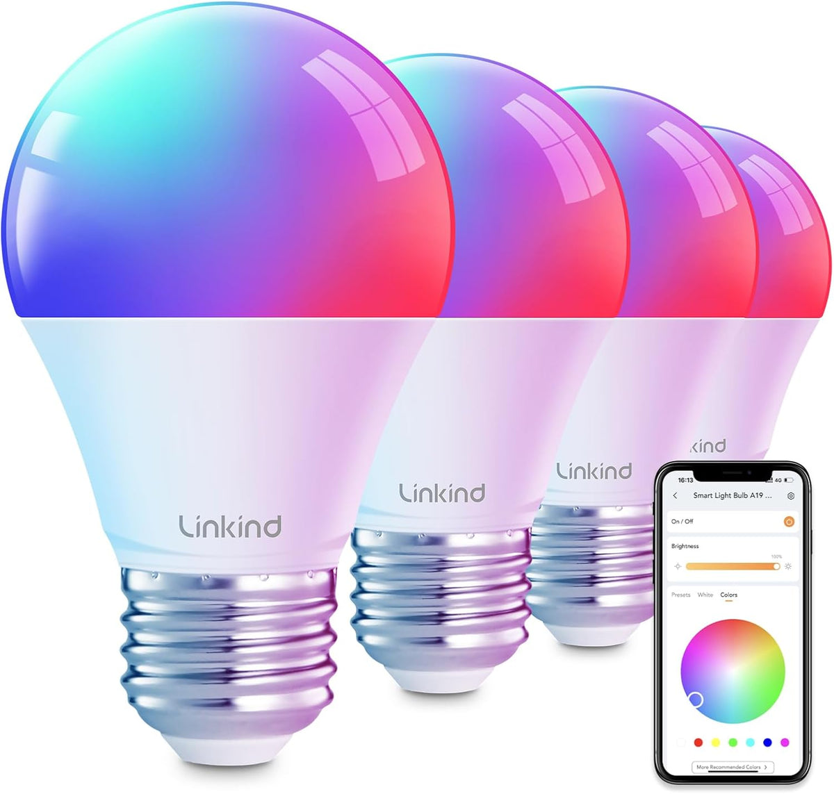 Linkind Smart Light Bulbs, Work with Alexa, Google Home, Aidot