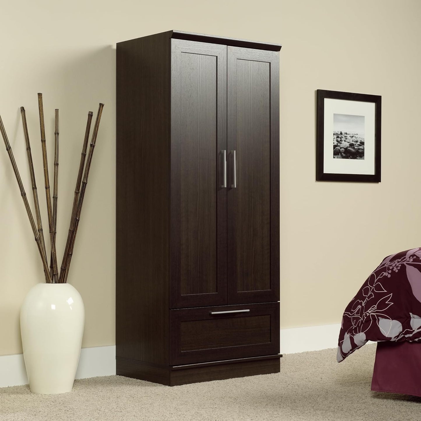 Sauder Homeplus Wardrobe/Pantry Cabinets, L: 28.98" X W: 20.95" X H: 71.18", Dakota Oak Finish