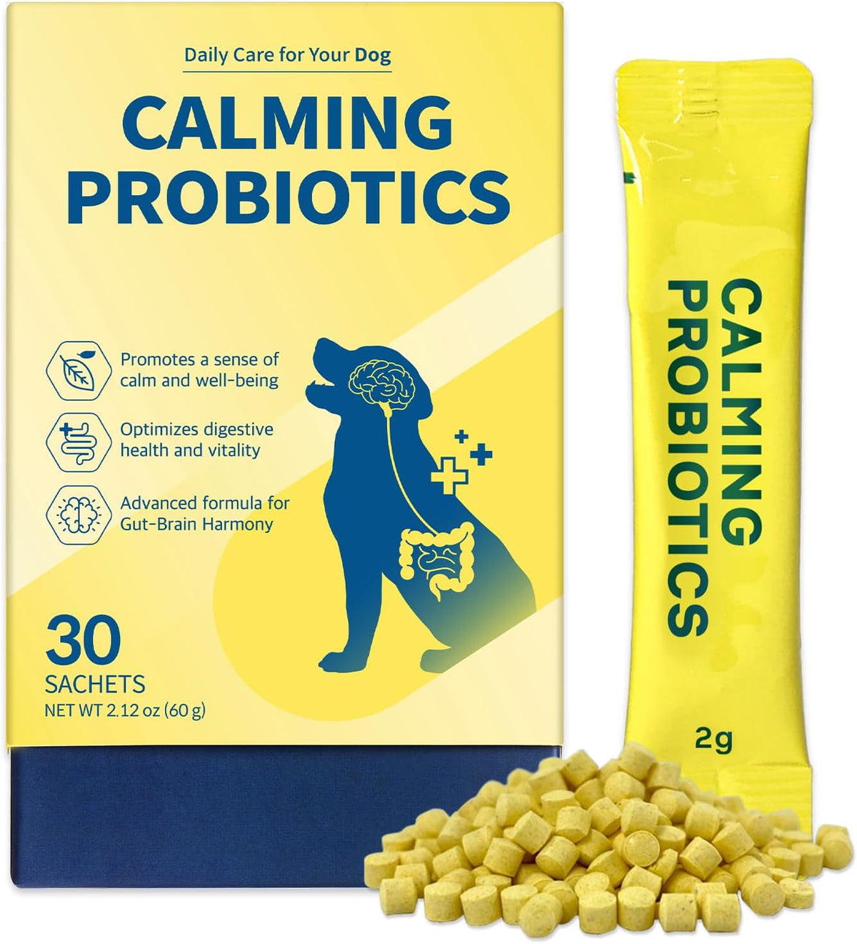 Doctor by Calming Probiotics for Dogs, Canine Anxiety & Stress Relief Supplement, Dog Gut Health & Digestion Support for Diarrhea, Constipation, 30 Granule Sachets