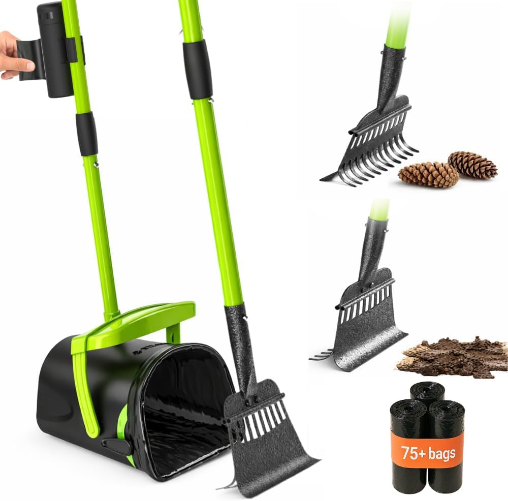 Pupzle Dry & Wet Dog Pooper Scooper with 40" Long Handle for Large Dogs