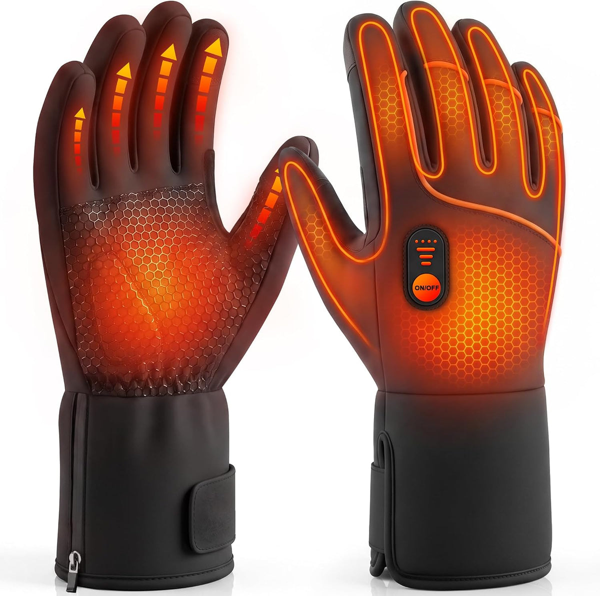 Heated Gloves for Men Women, Rechargeable Heated Ski Gloves, Waterproof Touchscreen Electric Heating Gloves for Winter Outdoor Work Skiing Cycling Hiking Hunting Camping Fishing